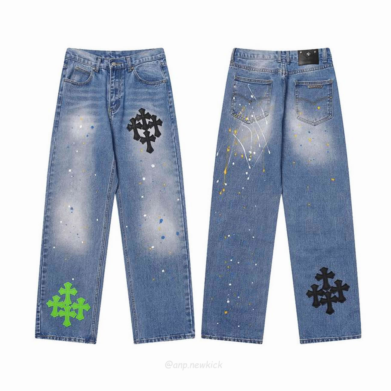 Chrome Hearts Blue Speckle Jeans Cross (1) - www.newkick.vip